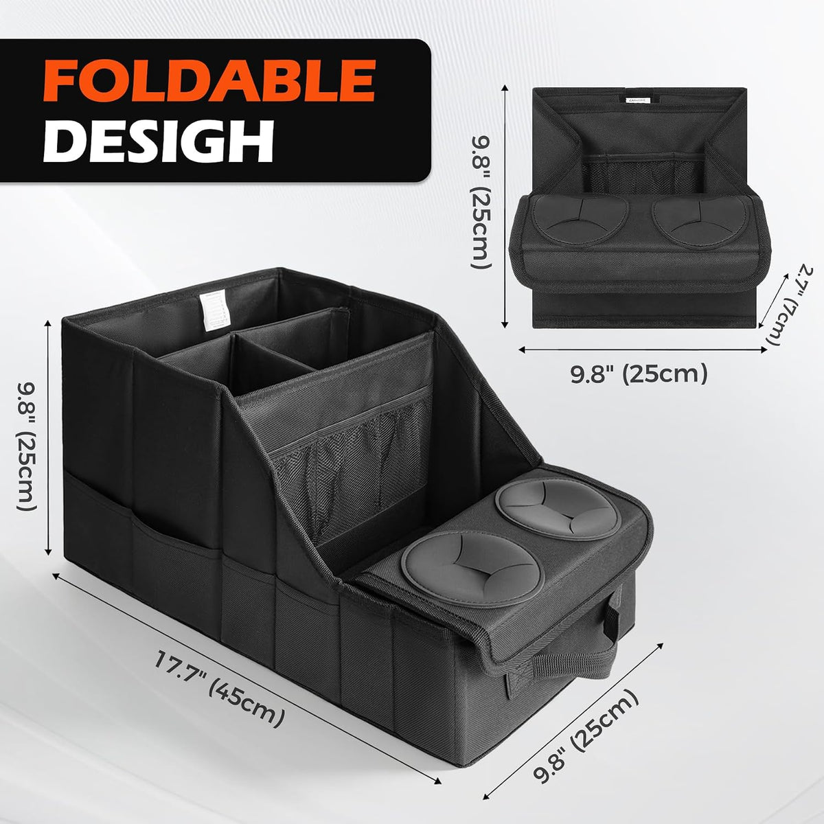 Car Seat Organizer with Cooler Compartment for Front & Rear Seats | 11 Storage Pockets, 2 Cup Holders, Durable Oxford Fabric, SUV & Truck Compatible, Ideal for Kids Family Road Trips