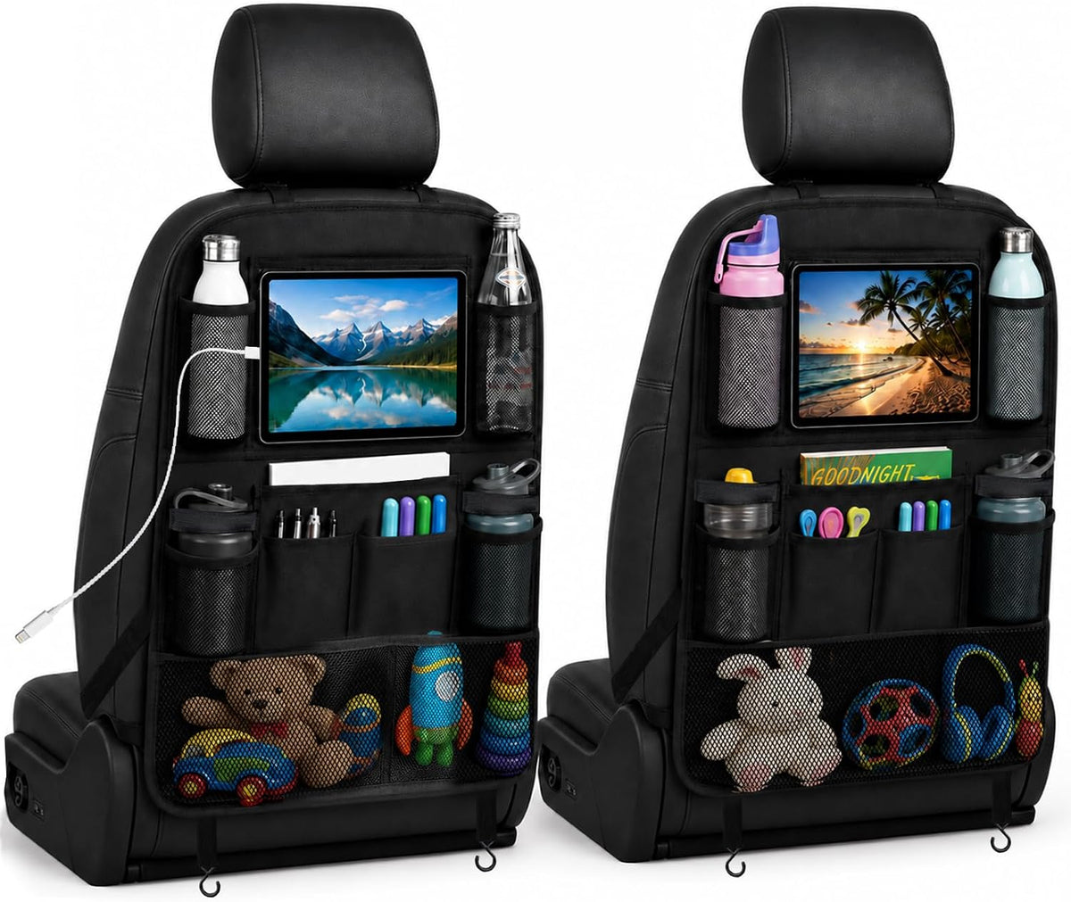 Backseat Car Organizer Universal Seat Back Storage Protector 2 Pack