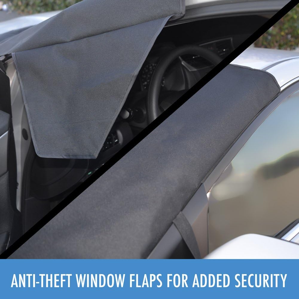 BDK Windshield Cover for Ice Snow and Hail Protection - Waterproof Magnetic Guard for Winter, Freeze Protector for Auto Truck Van and SUV, Black, 78" x 43" in