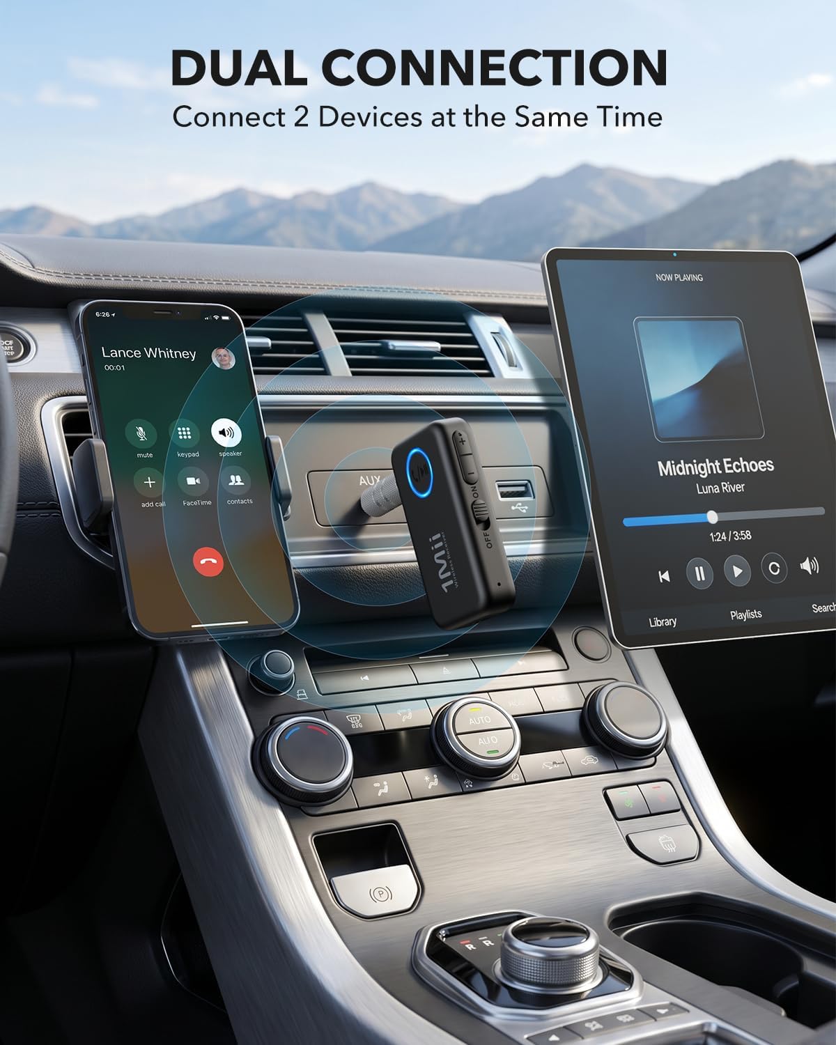 1Mii Bluetooth 6.0 Receiver for Car, AUX Bluetooth Car Adapter