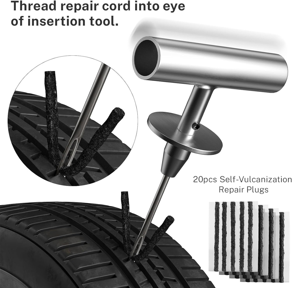AUTOWN Flat Tire Repair Kit with Plugs 31pcs, Professional Tire Plug Kit