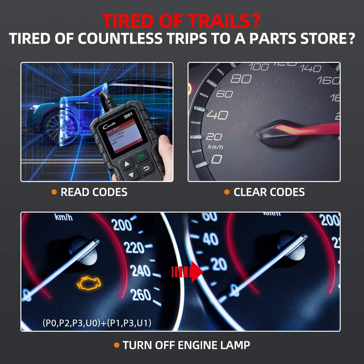 Launch Creader 3001 OBD2 Scanner,Engine Fault Code Reader