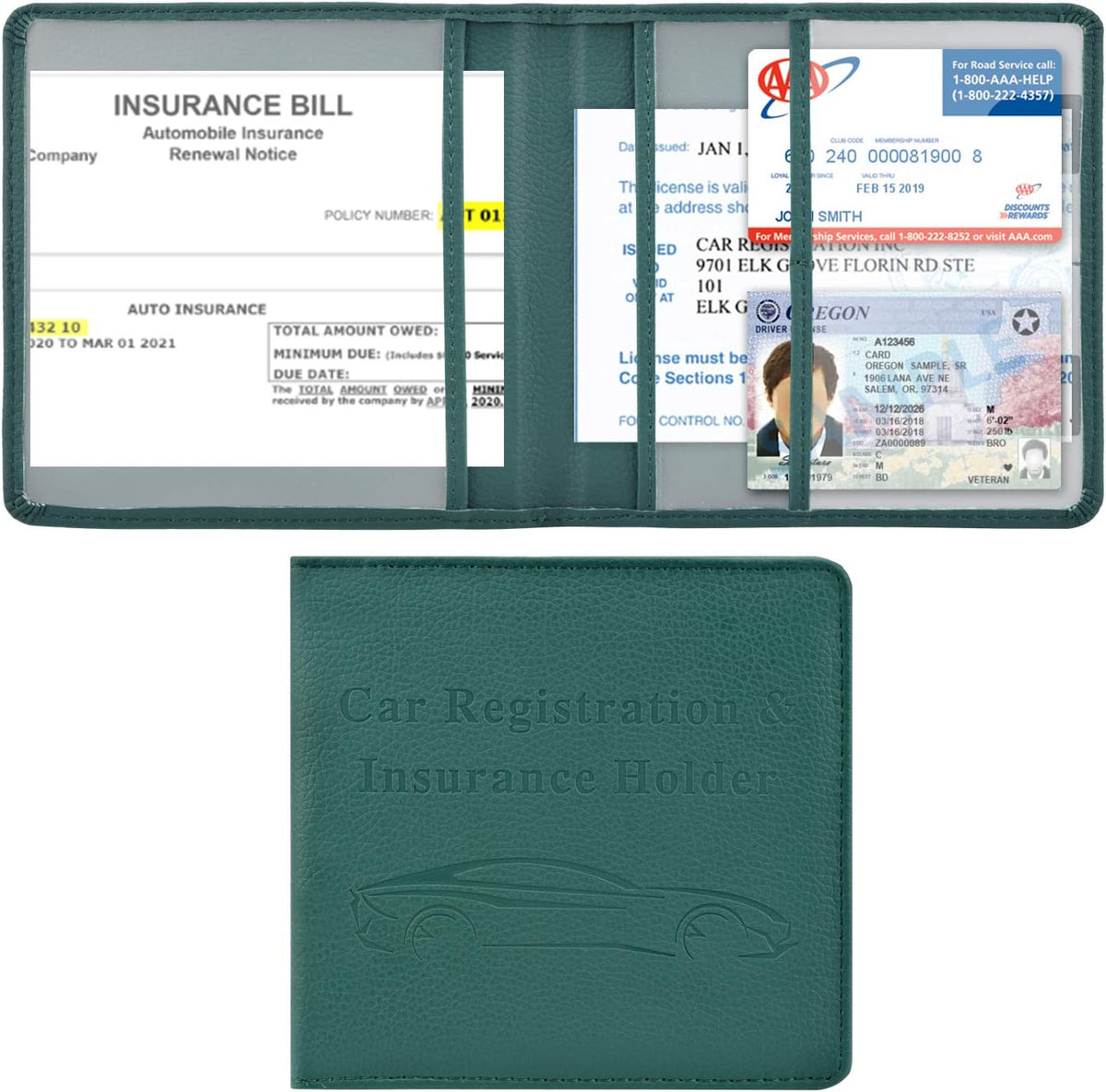 Car Registration and Insurance Holder, Glove Box Organizer, Bling Purple