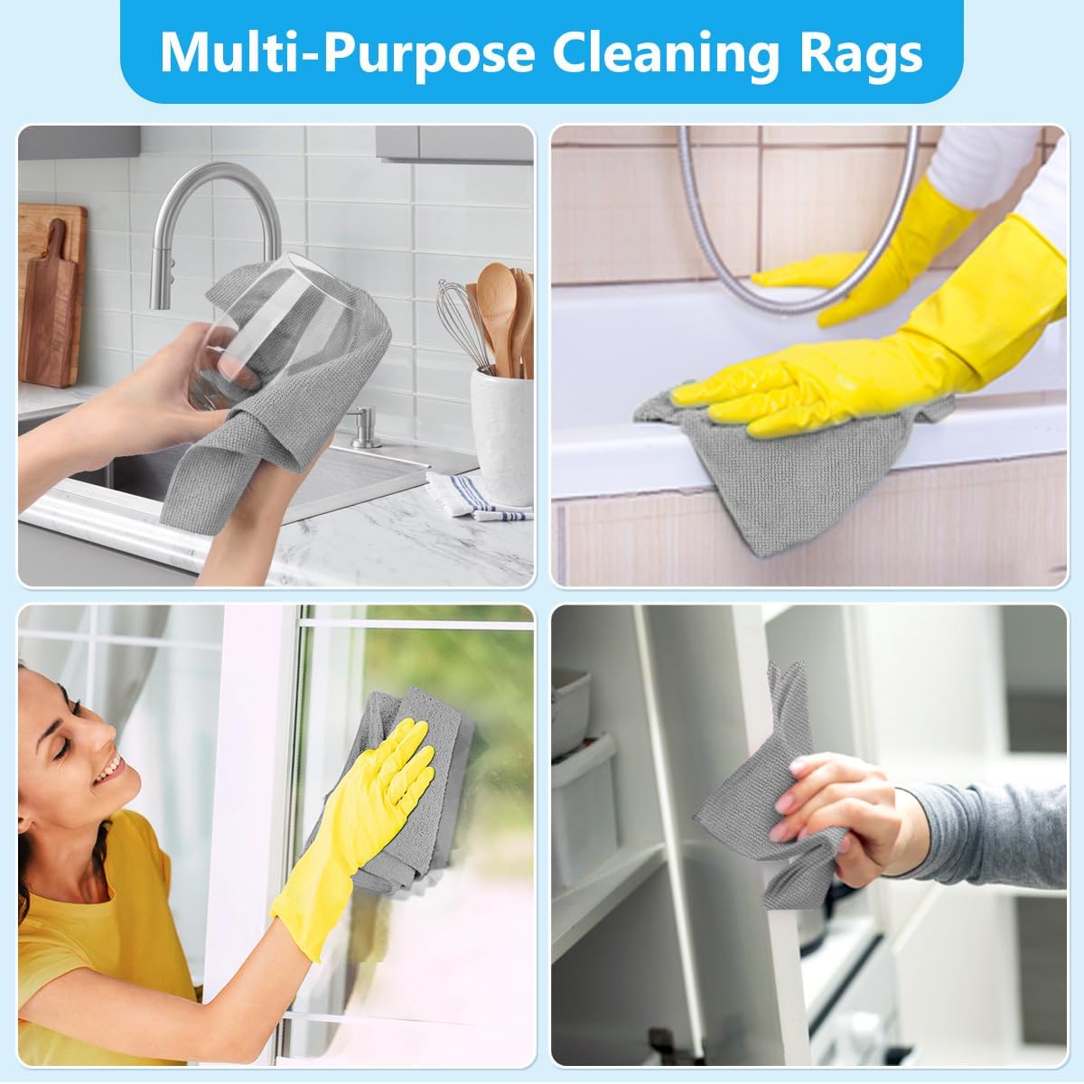 GLIMGLINT Microfiber Cleaning Cloth 100 Pack, Reusable Paper Towels 11 x 9