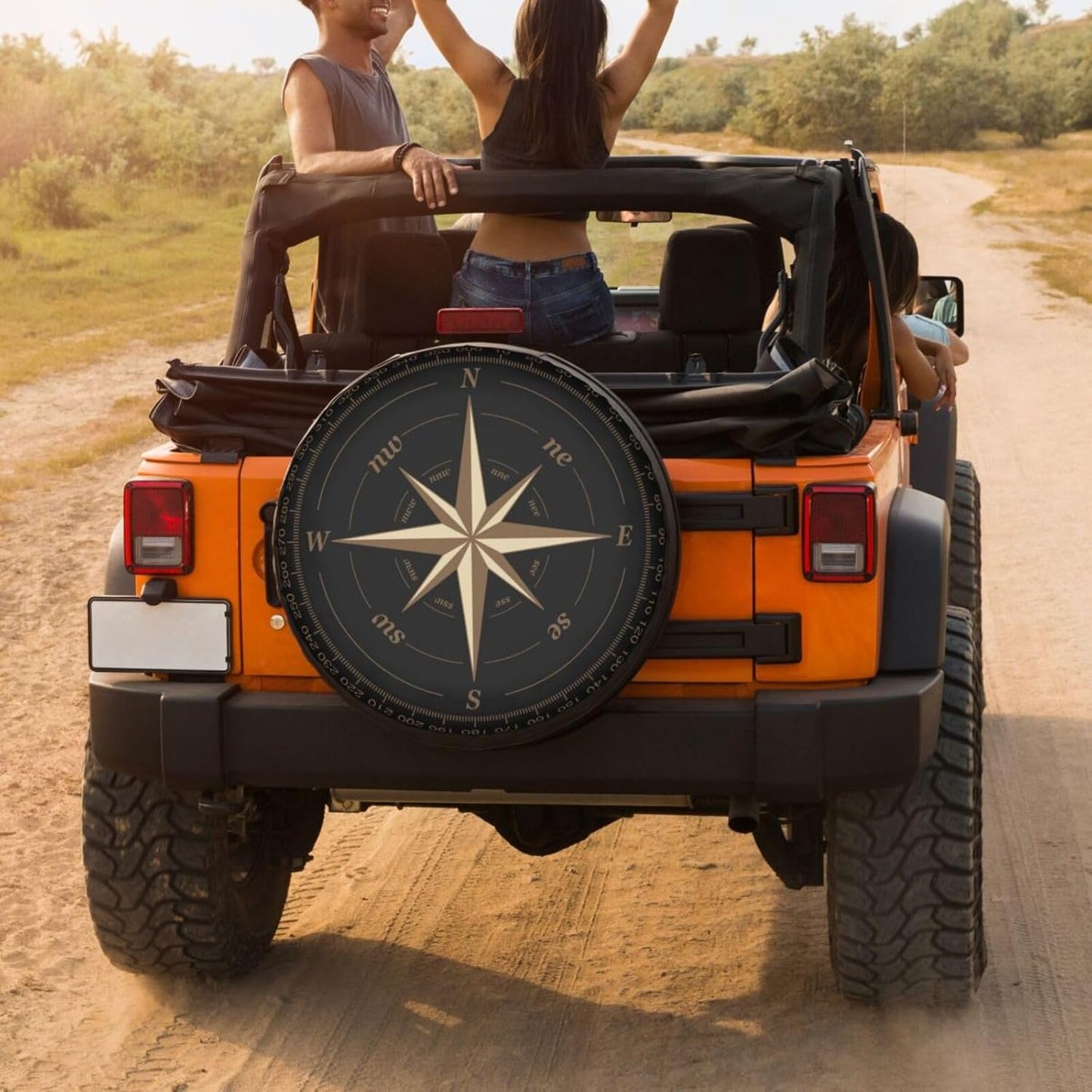 Compass Rose Black Spare Tire Cover Dust-Proof Wheel Tire Cover Fit Trailer, RV, SUV and Many Vehicle 17 Inch