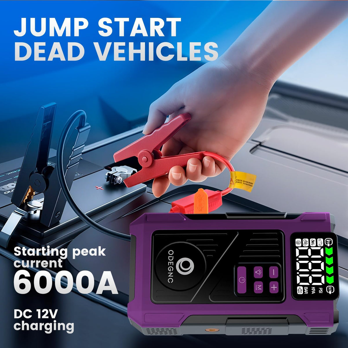 Pro 6000A Jump Starter & Smart Tire Inflator, 25000mAh Battery Booster with 150PSI Air Compressor for Car Truck SUV RV Boat - All-in-One Emergency Roadside Kit
