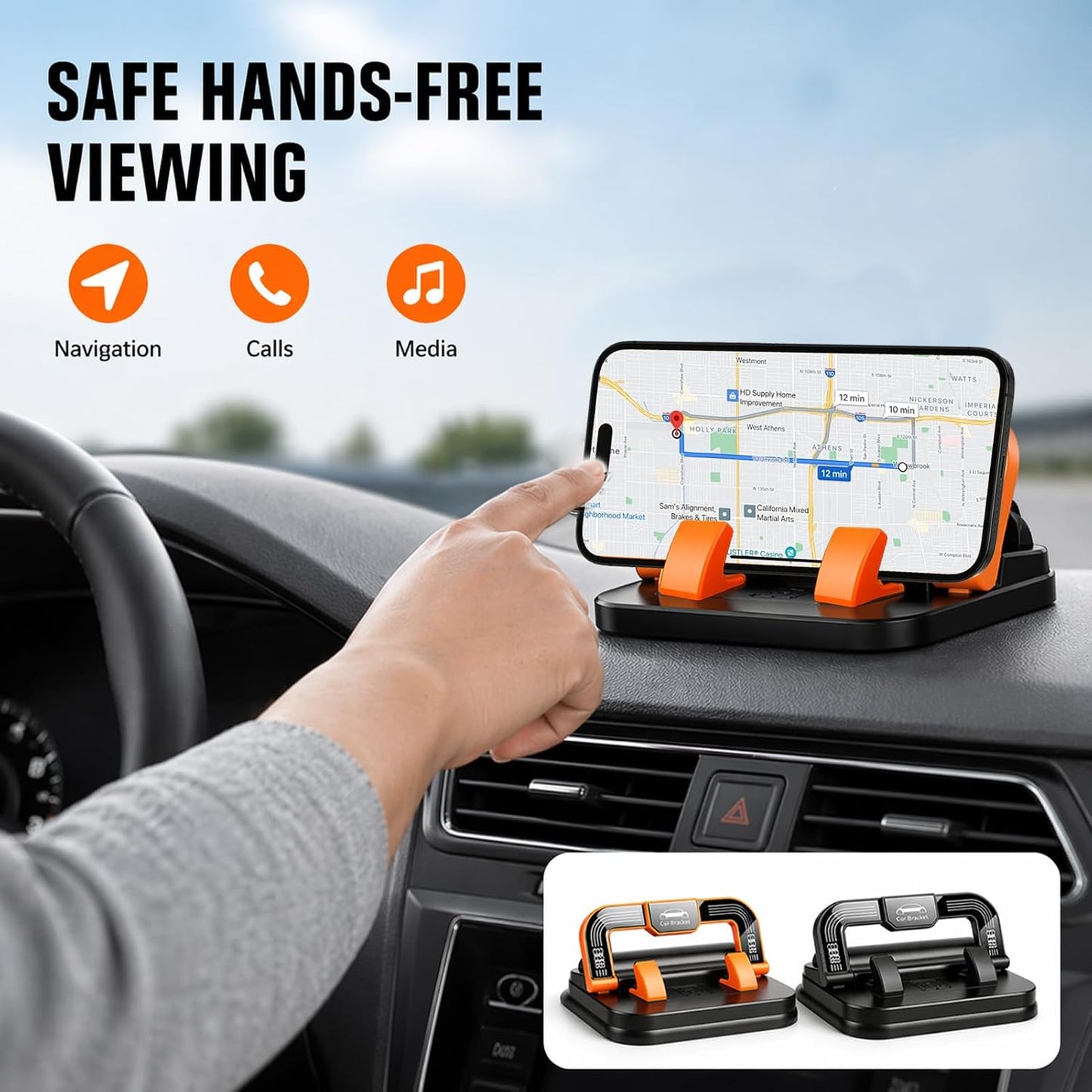 2 PCS Car Phone Holder 360 Degree Rotation,360 Phone Holder Rotating Car,Degree Holder,360 Dashboard Phone Holder,Phone Holders For Your Car Dashboard; Horizontal And Vertical Angles Are Adjustable