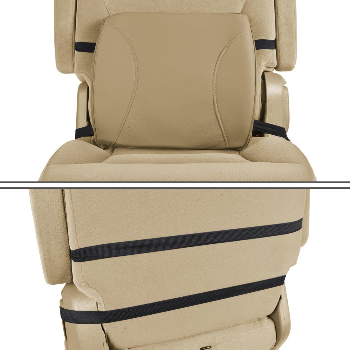 BDK Universal Fit Cushioned Back Car Support Lumbar - (Beige)