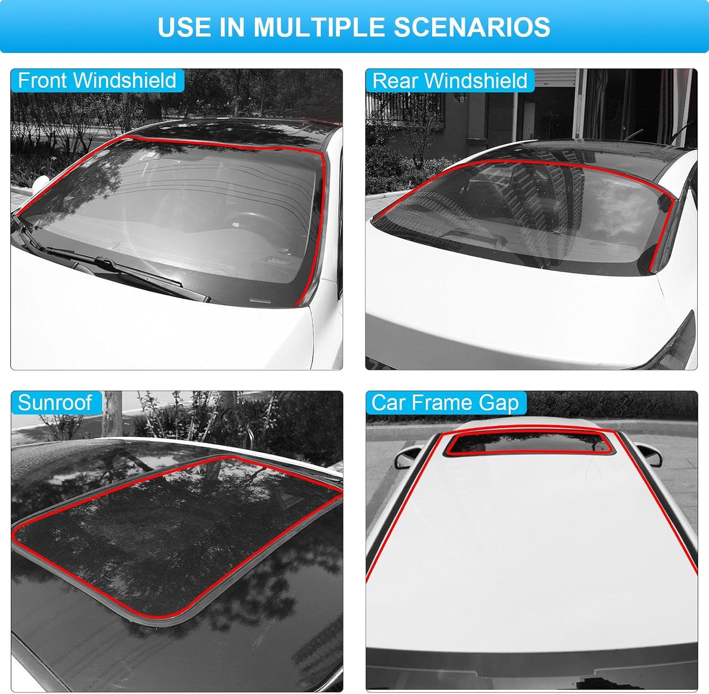 Car Weather Stripping, 30mm Windshield Rubber Seal for Car Front Rear Windshield Trim, Rubber Adhesive T Shape Sunroof Seal Cover Leak Sound Proofing (23 Feet)