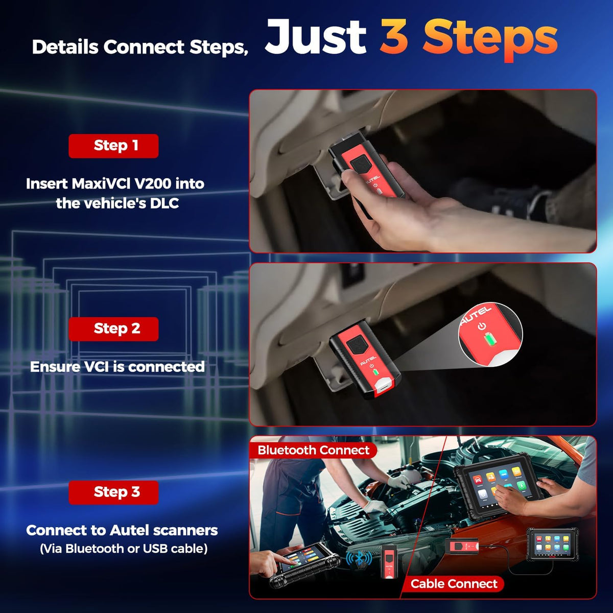 Autel MaxiVCI VCI200 V200 Wireless Dongle, VCI 200 OBD2 Connector Adapter