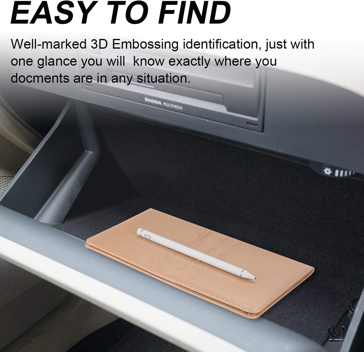 Car Registration and Insurance Holder, Glove Box Organizer, Rose Gold