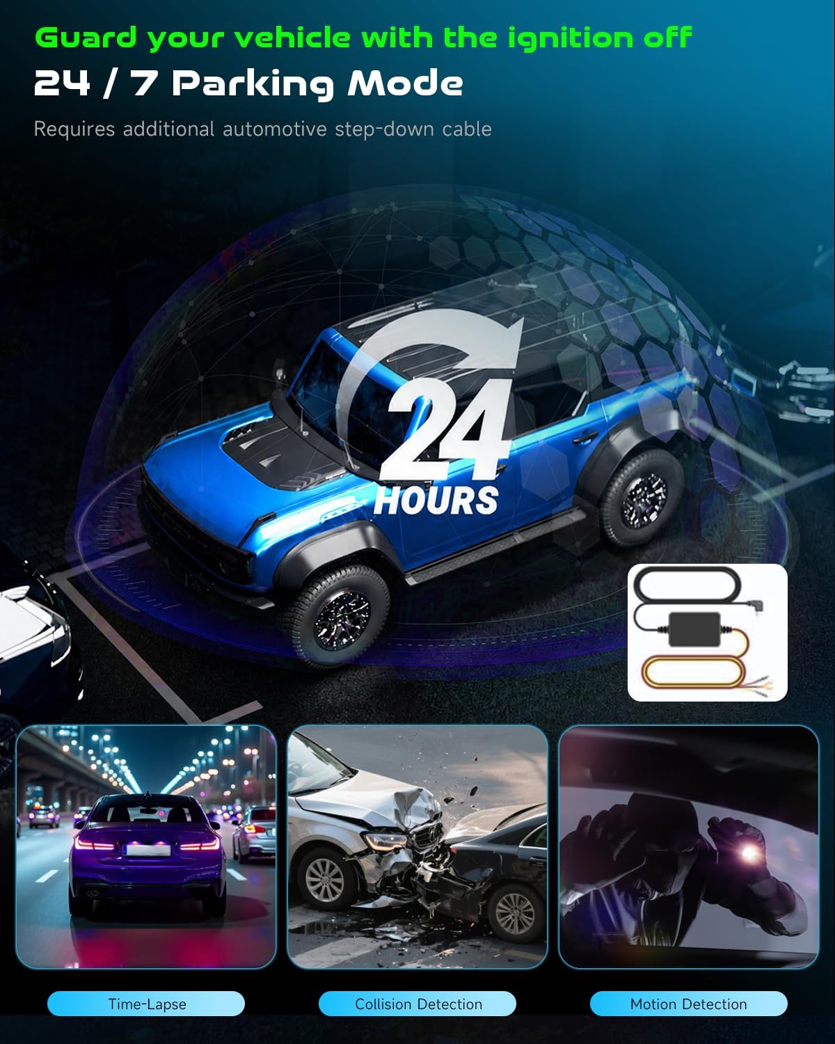4 Channel Dash Cam Front and Rear Inside, 360° Dash Camera for Car