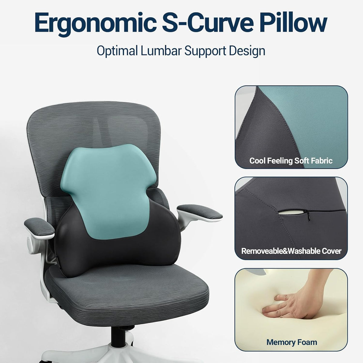 Season Guard Back Support Pillow, Lumbar Pain Relief Cushion for Office/Car