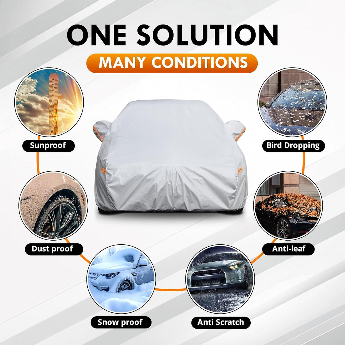 Car Cover Custom Fit for VW Beetle Bug 2-Door 1960-1980, 6 Layer Heavy Duty Waterproof All Weather Car Tarp Outdoor Protection with Cotton Lining