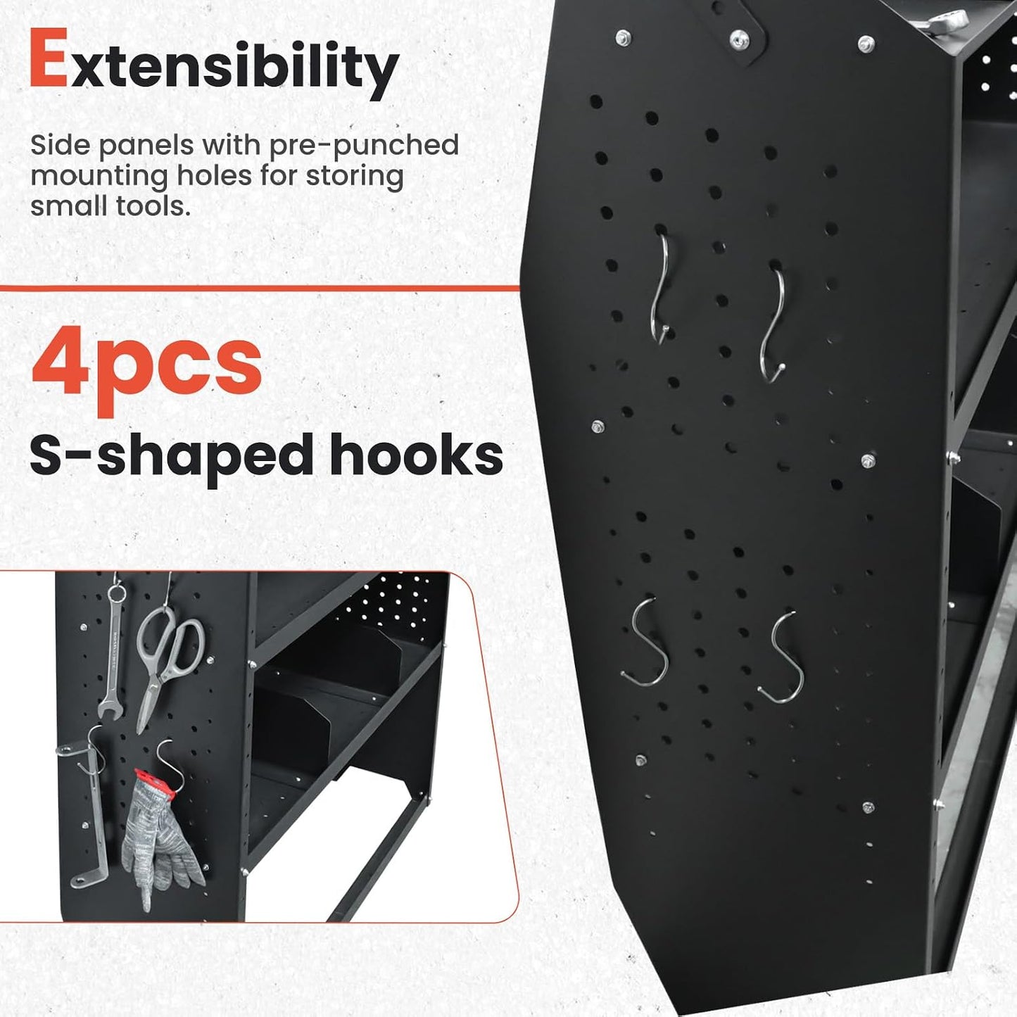 Steel Cargo Van Shelving Storage System Fit for Nissan NV200, Ford Transit Connect 2014+, Chevy City Express, Ram Promaster City 42" W x 43" H x 13" D