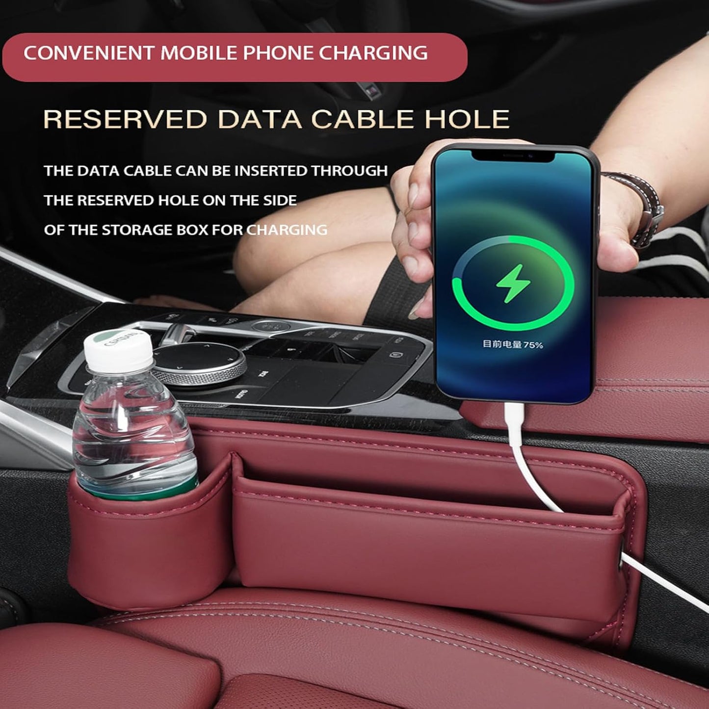 LINPING Car seat gap filler organizer,2024 Universal New Seat Gap Storage Box, Car Leather Cup Holder Gap Bag for Glasses Phones Keys and Cards (black, Driver+Passenger)