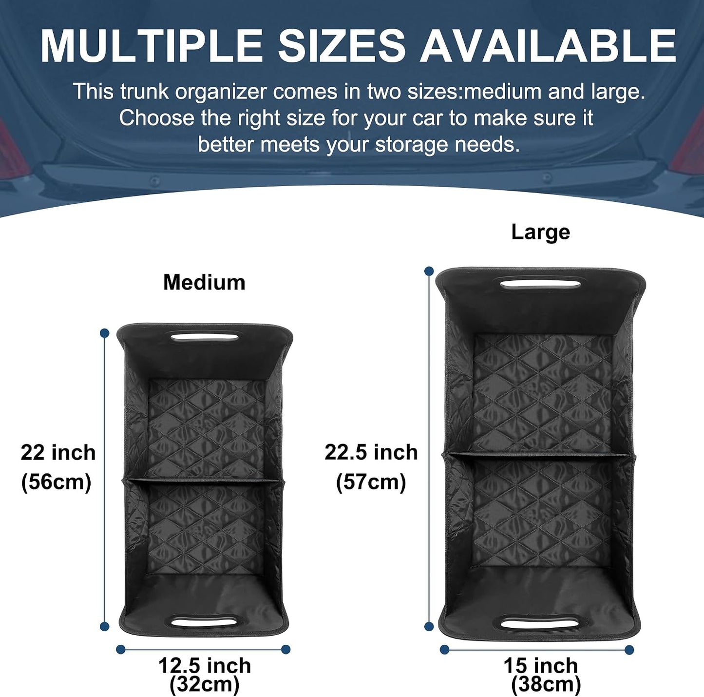 Deosk Minimalist Black Car Trunk Organizer, 50L, 6 Pockets, Foldable & Waterproof