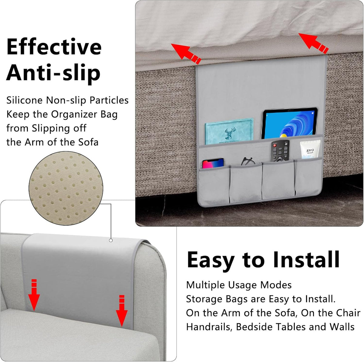 Remote Control Holder for Armchair Caddy, Remote Holder with 5 Pockets