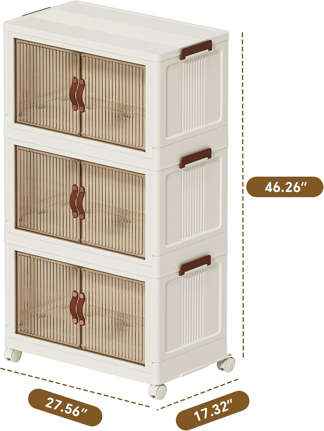 Collapsible Storage Bins with Lids - Stackable Plastic Closet Organizers for Clothes, and Home Organization White (3-rack, 30Gal/rack)