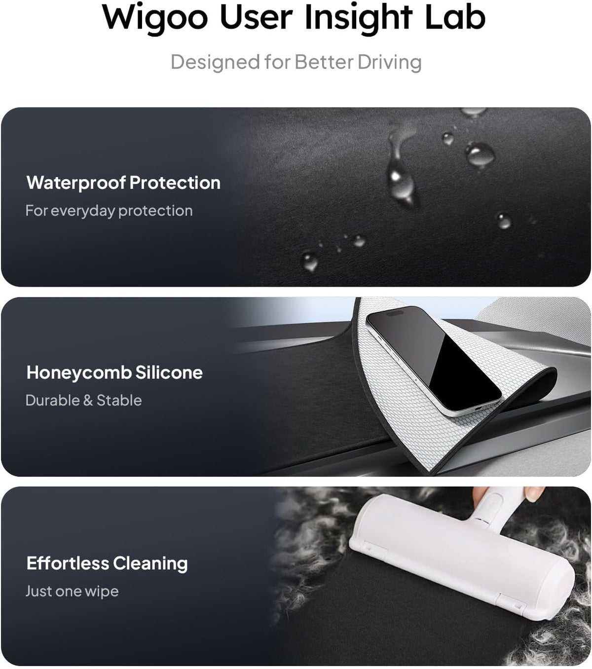 Wigoo Dashboard Cover for Tesla Model 3 Highland, Anti-Glare Suede