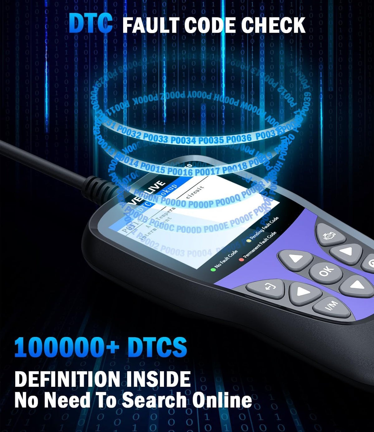 OBD2 Scanner Diagnostic Tool, VEHLIVE V850 Car Code Reader for Check Engine Light with Reset, I/M Readiness, Battery Tester, Live Data, CAN Diagnostic Scan Tool for All OBDII Vehicles After 1996