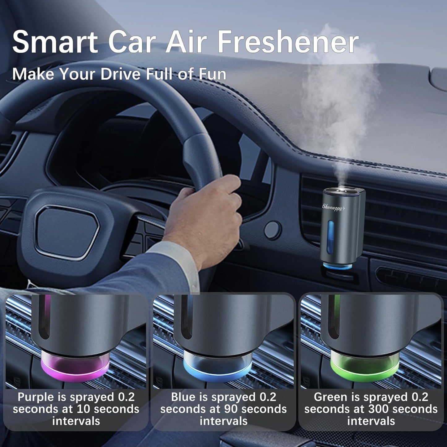 Smart Car Air Freshener Diffuser,Car Aroma Diffuser Air Freshener Spray Automatic with 6PCS Cologne Aromatherapy Oil