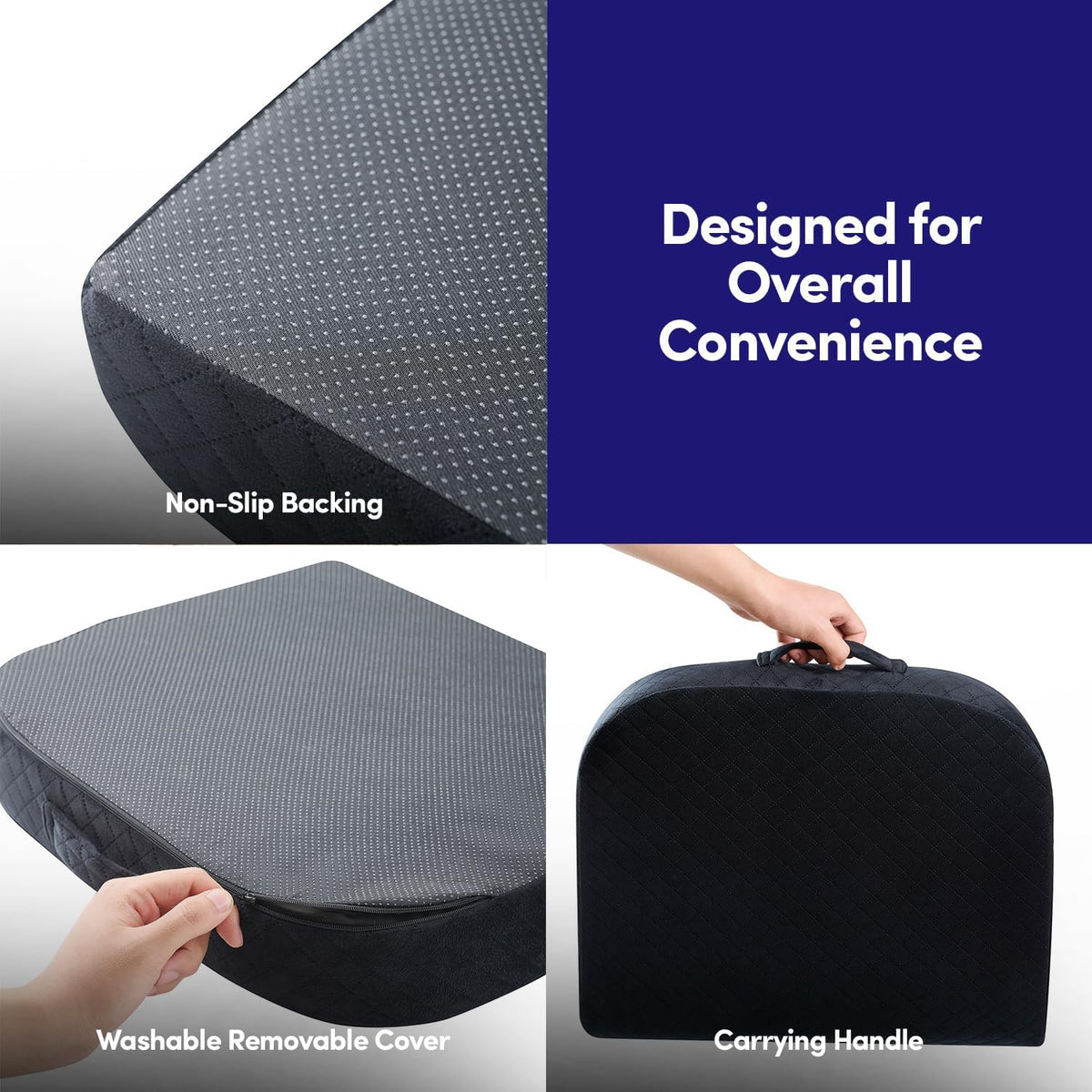 Extra Large Seat Cushion for Office Chair - Ergonomic Pillow for Desk Chair, Wheelchair, Airplane, Stadium, Car Seat, Gamers – Non-Slip Support Pad for Work, Automotive & Mobility, 19" x 17" x 3"