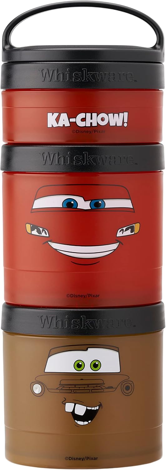Whiskware Disney Pixar Cars and Nemo Stackable Snack Containers, Set of 3 with 1/3 Cup, 1 Cup, and 1 Cup Jars