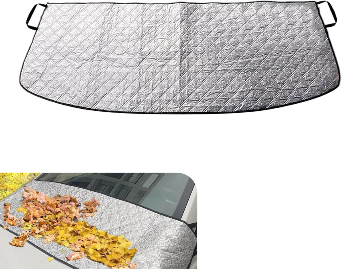 All Weather Foldable Half Car Windshield Cover, Hail Ice Snow Dust Leaf Blocker Sunshade Protector, Universal Window Guard Fit Cars SUVs (Silver)