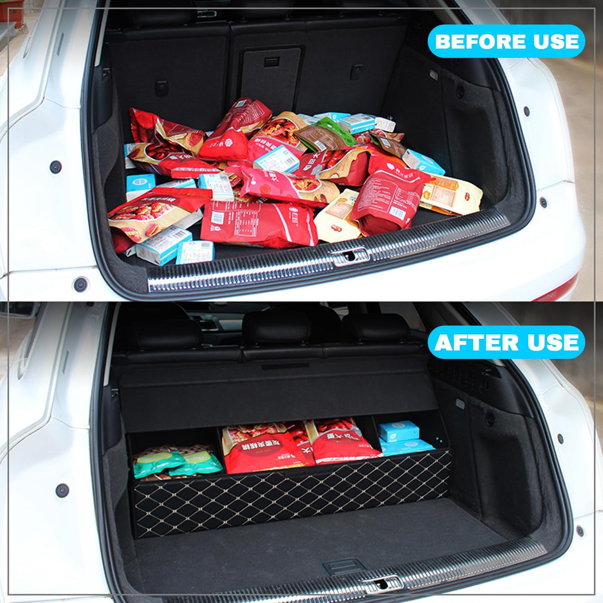 Car Trunk Organizer for Honda Accord Hybrid -Custom Fit,Leather Large Capacity Outdoor Trunk Organizer,4-Layer Cover,Diamond Quilted Pattern All-Season Use for Honda Accord Hybrid 2018-2022