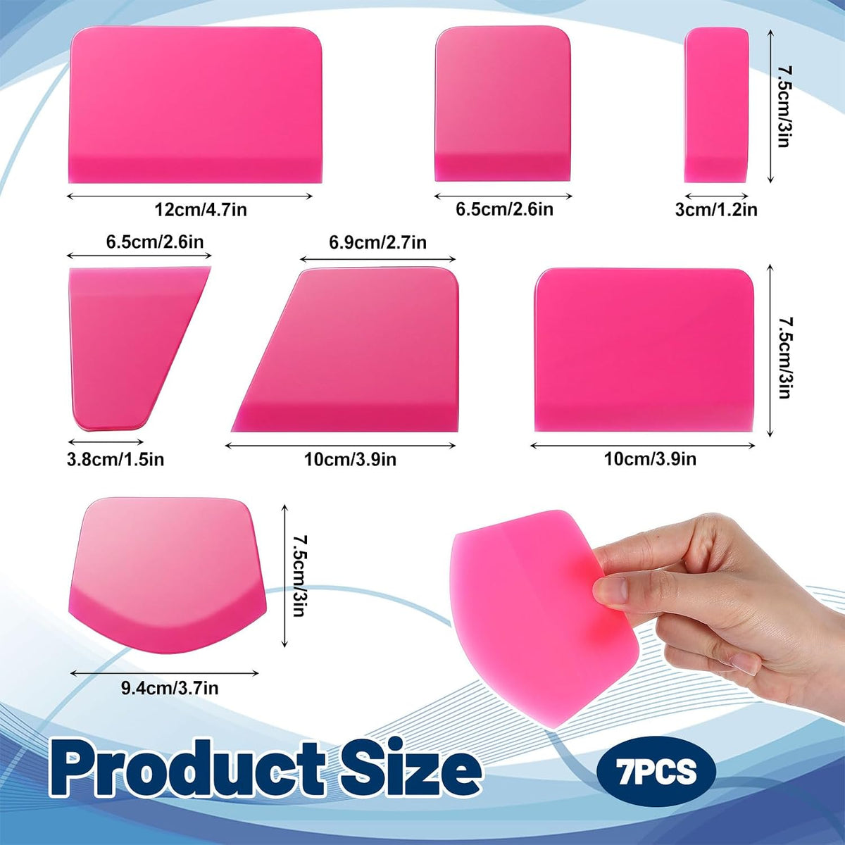 7pcs TPU PPF Squeegee Kit for Car - Anti-Scratch Soft Rubber Squeegee for Vinyl Wrap, Window Tint Tools, Paint Protection Film & Household Cleaning - Pink