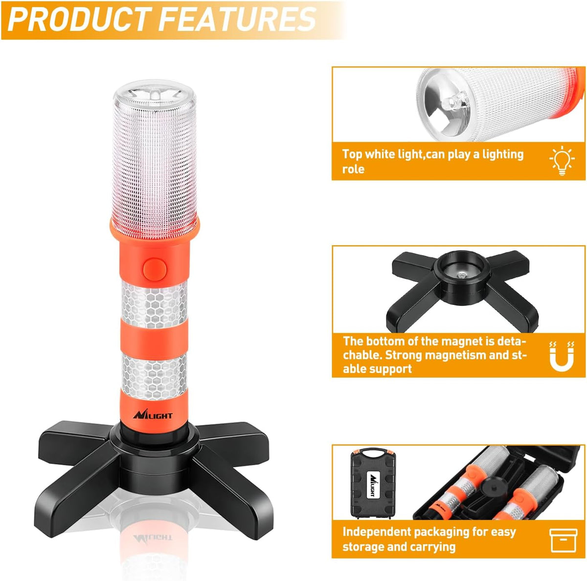 Nilight LED Emergency Roadside Lights for Car, Safety Strobe Lights-2 Pack