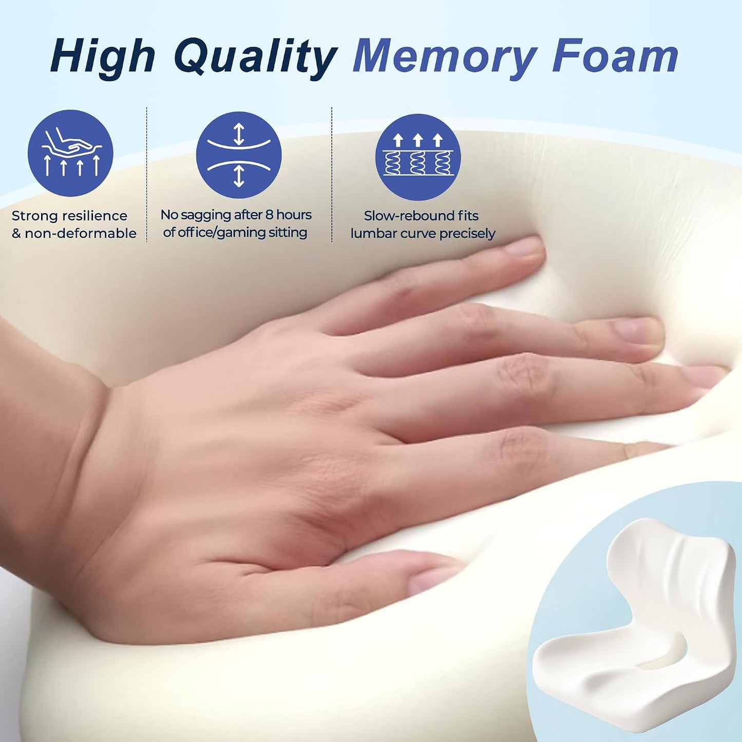 Seat Cushion for Office Chair and Car, Ergonomic Memory Foam Seat Cushion with Lumbar Support Pillow, Orthopedic Cushion for Sciatica & Back Pain, Purple & Light Gray