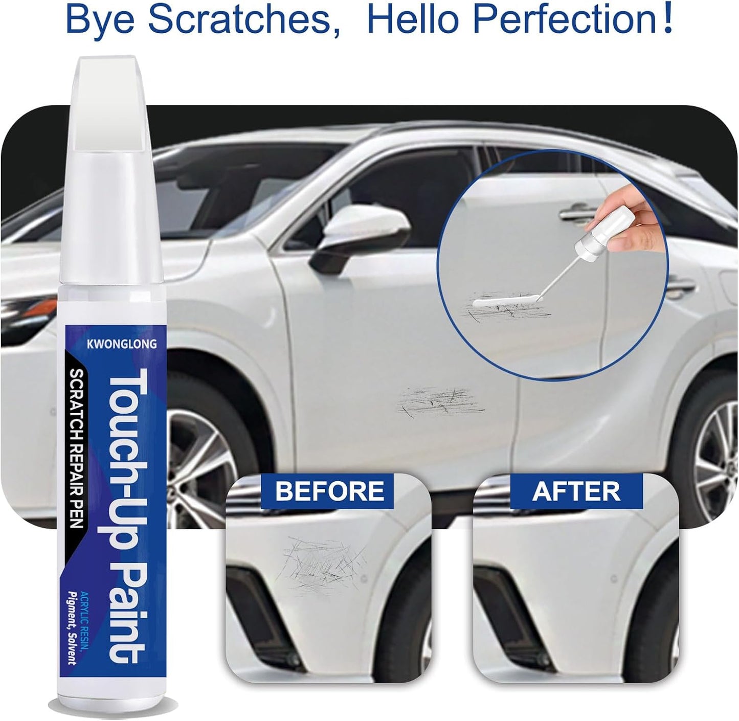 212 Obsidian Car Touch-Up Paint for Lexus RX350 ES300h, 2-in-1 Car Paint Scratch Repair Kit, Quick & Easy Solution to Repair