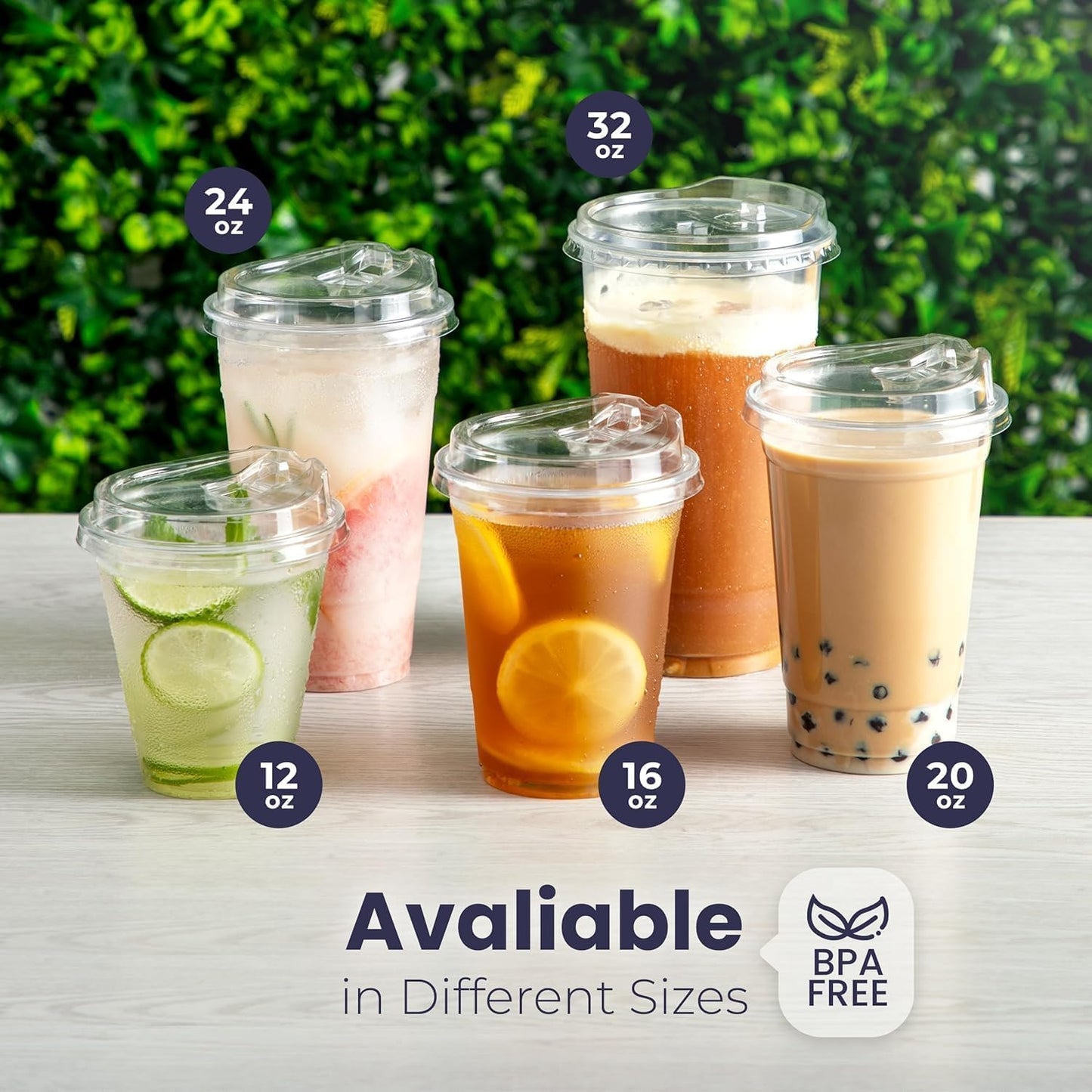 Fit Meal Prep 100 Pack 16 oz Clear Plastic Cups With Strawless Sip Lids, Disposable To Go Cups for Iced Coffee, Smoothies, Soda, Party Drinks, Bubble Tea, Cold Beverage