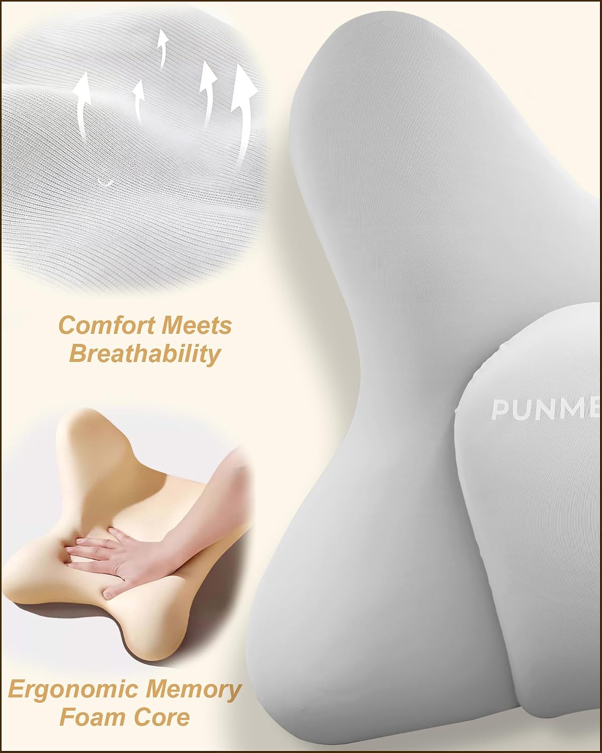 Lumbar Support Pillow for Car, Memory Foam Car Seat Back Support Pillow, Wraparound Ergonomic Design for Back Pain Relief-Back Cushion for Driving, Semi Truck, Chair Support for Car Office, Wheelchair