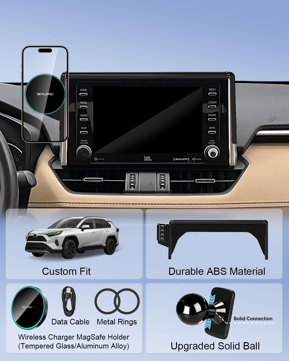 SKYLOTEC 15W Magnetic Charger Phone Holder for Toyota RAV4 2019-2025