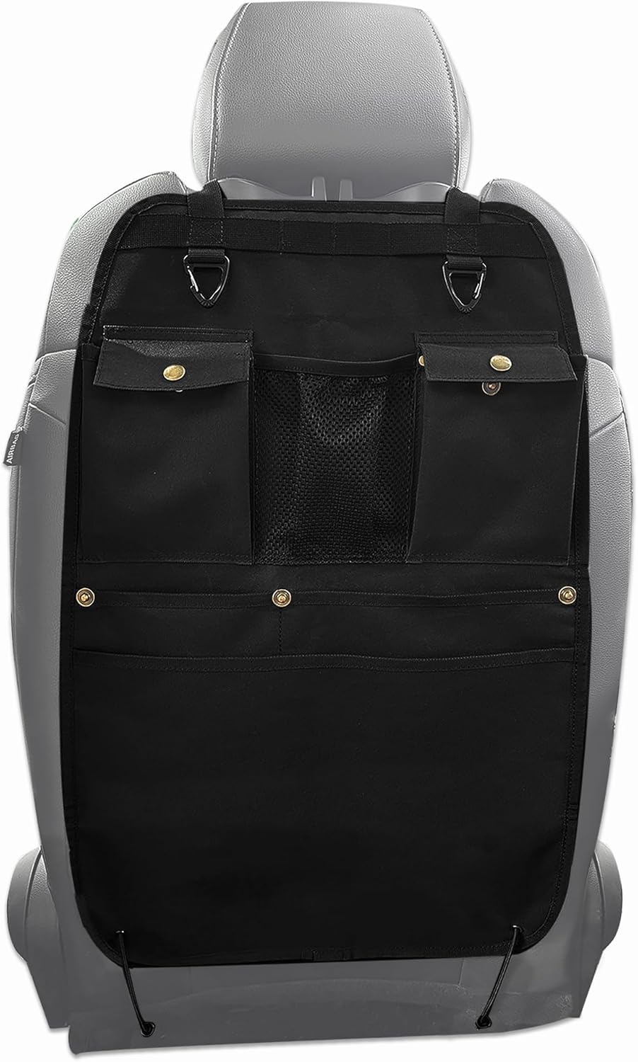 Car Seat Back Organizer with Multiple Pockets and Hooks (grey)