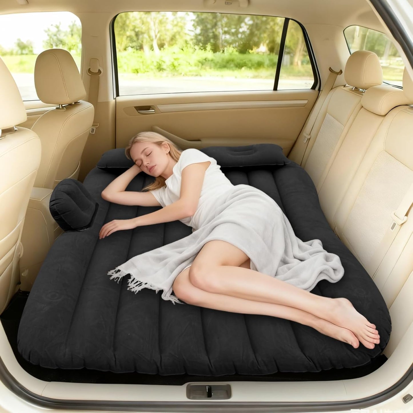 Onirii Inflatable Car Air Mattress Back Seat Bed with Air Pump | 55" (L)x 35" (W) Portable Thickened Car Travel Camping Sleeping Air Mattress Blow Up Bed for Mid-Size,Full-Size Car SUV