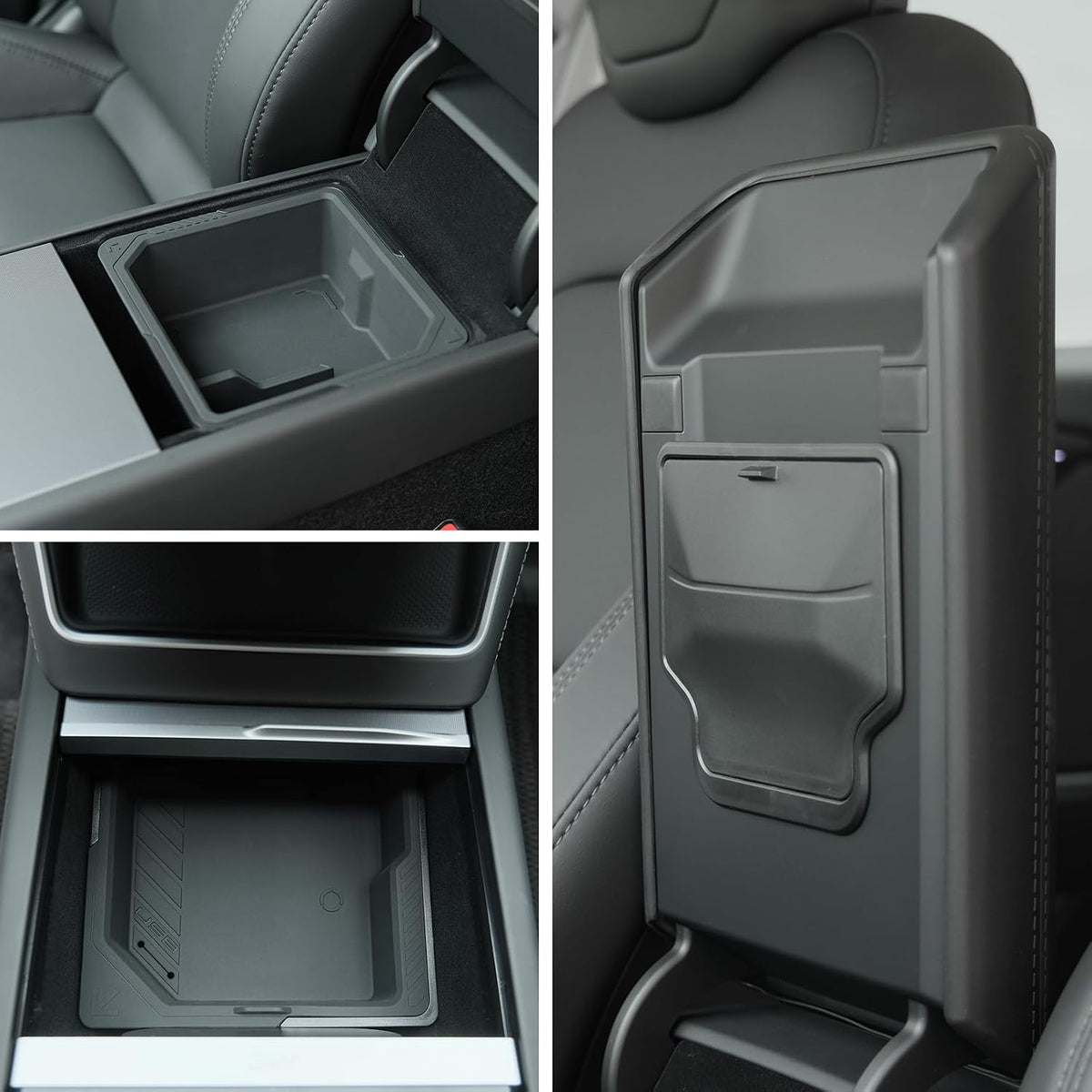 Jawjut Center Console Organizer for 2025 2026 Tesla Model Y Juniper – 3PCS Hidden Console & Armrest Organizer (Black)