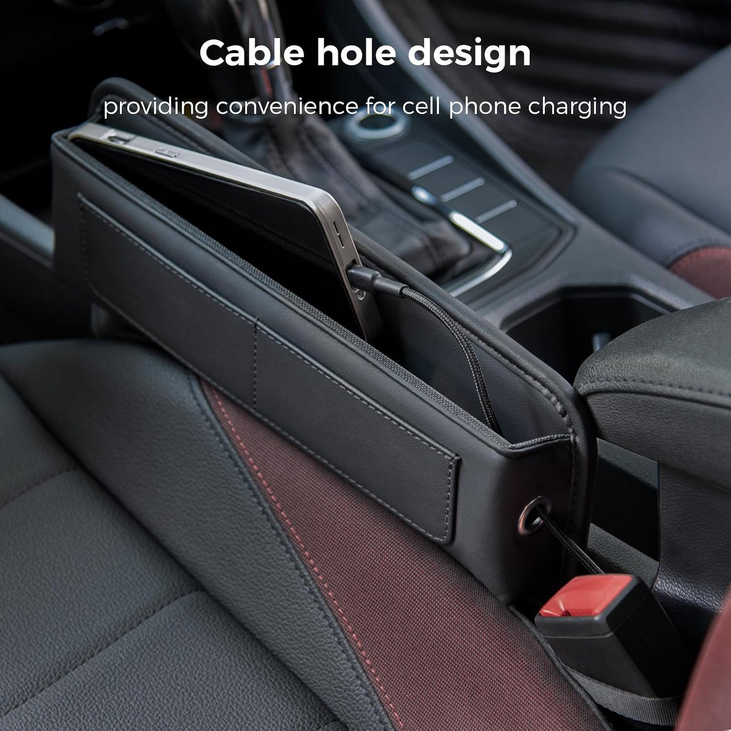 ALIOBC Car Seat Gap Filler Organizer Car Storage Organizer Car Accessories for Women/Men Interior Premium Leather Keeps Phone/Keys/Wallets (Black, 1 Pack)