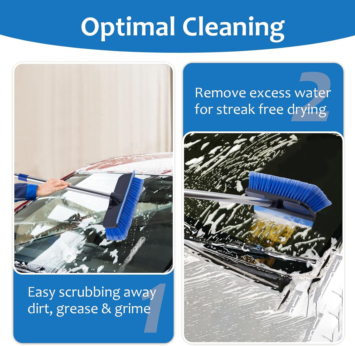 PIMEKOY 60" Car Wash Brush with Long Handle for Washing Exterior Car, Truck
