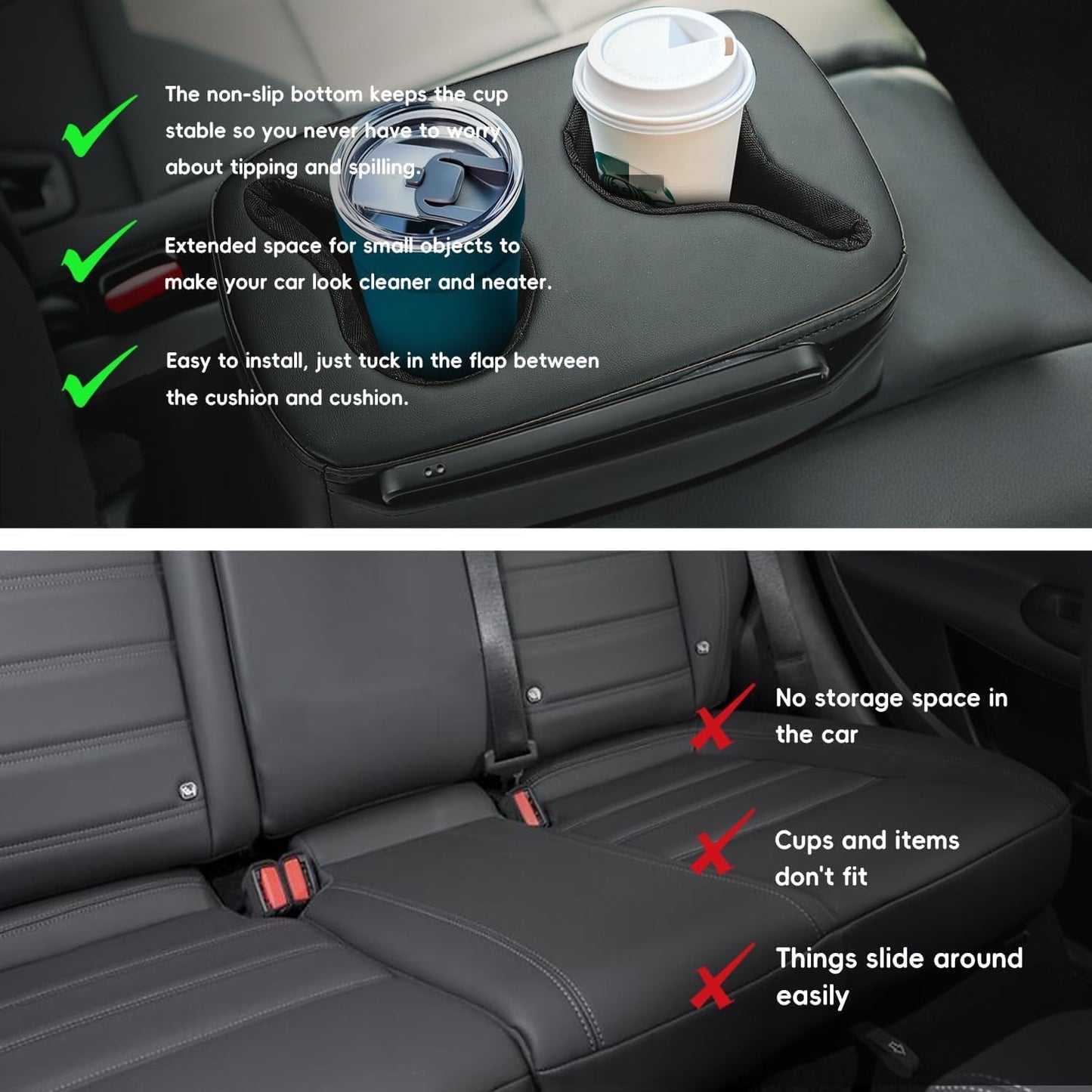 MARCHFA Automotive Cup Holders Tray Car Drink Holder SUV Back Seat Organizer Accessories Couch Cup Holder Tray Pillow Small (Reverse Direction Cup Holder)