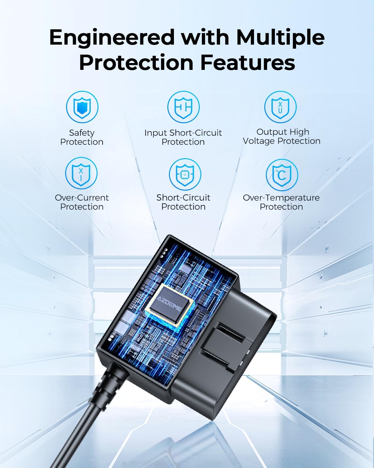 AZDOME Type C Port OBD Hardwire Kit for Dash Cam, Easy to Install, Support Parking Mode, 11FT 12V-24V to 5V Power Cable for Car Camera with Type C Port, Low Voltage Protection (Matte Black)