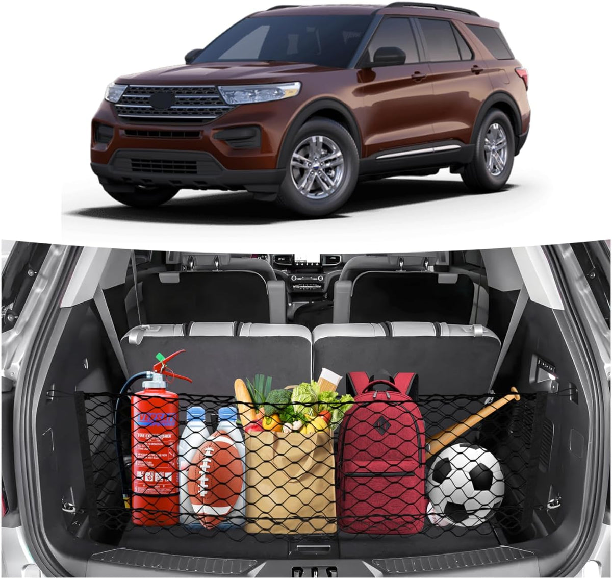 Canvcle Cargo Net for Chevy Suburban Tahoe GMC Yukon&Yukon XL Cadillac Escalade 2021–2025 2026 Envelope Style Heavy Duty Elastic Mesh Trunk Cargo Organizer Easy Install Storage Net with Hooks