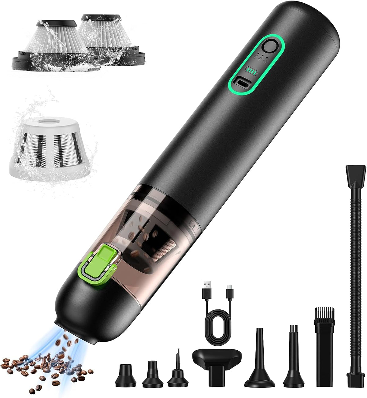 Car Vacuum, 4-in-1 Rechargeable Mini Cordless Handheld Vacuum for Car Home