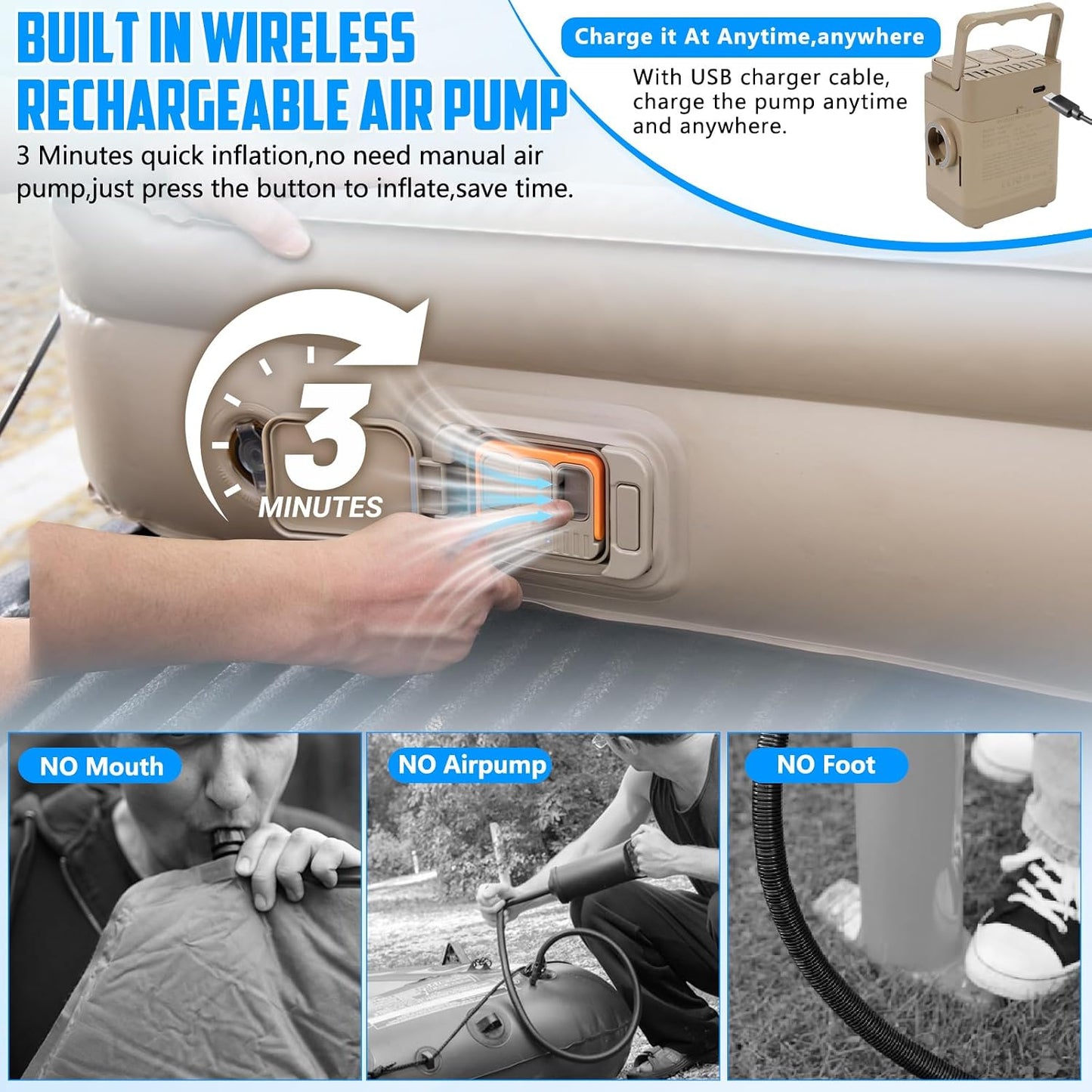 OPP ULITE Foldable Pickup Truck Bed Tent, Full Size Sportz Air Mattress, Camping & Outdoor Truck Tent, 2-Person Portable Includes Pillows & Glow-in-The-Dark Stakes
