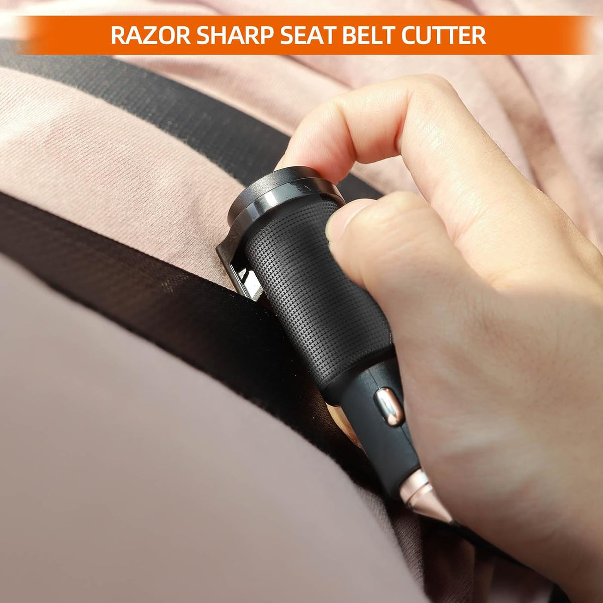 Car Window Breaker Tool, Window Breaker Seatbelt Cutter, Mini Metal Safe Hammer Car Window Breaker, 6 in 1 Car Emergency Kit Includes 18W USB Car Charger & 3-Colour LED Rechargeable Flashlight