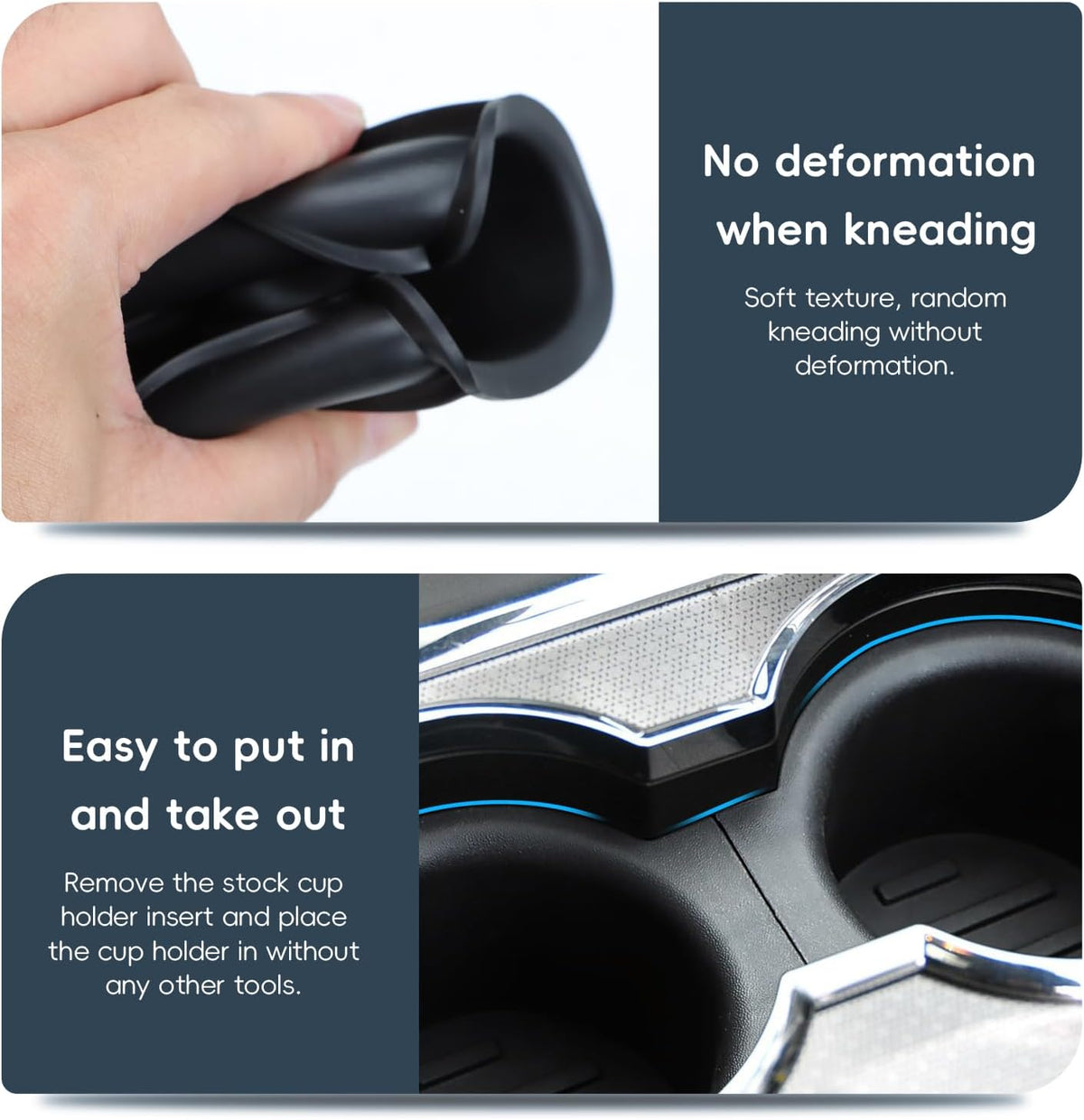 Front Console Cup Holder Inserts Replacement Compatible with Ford F150 2009-2014 with Flow Through Console 9L3Z-1513562-CB (2pcs)