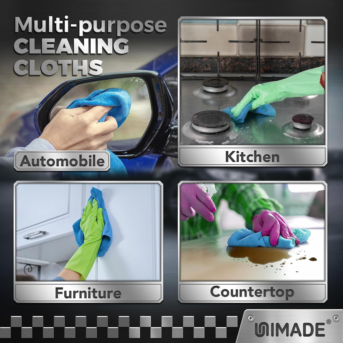 UNIMADE Shop Towels, 100 Pack Commercial Grade Work Rags Microfiber Towels